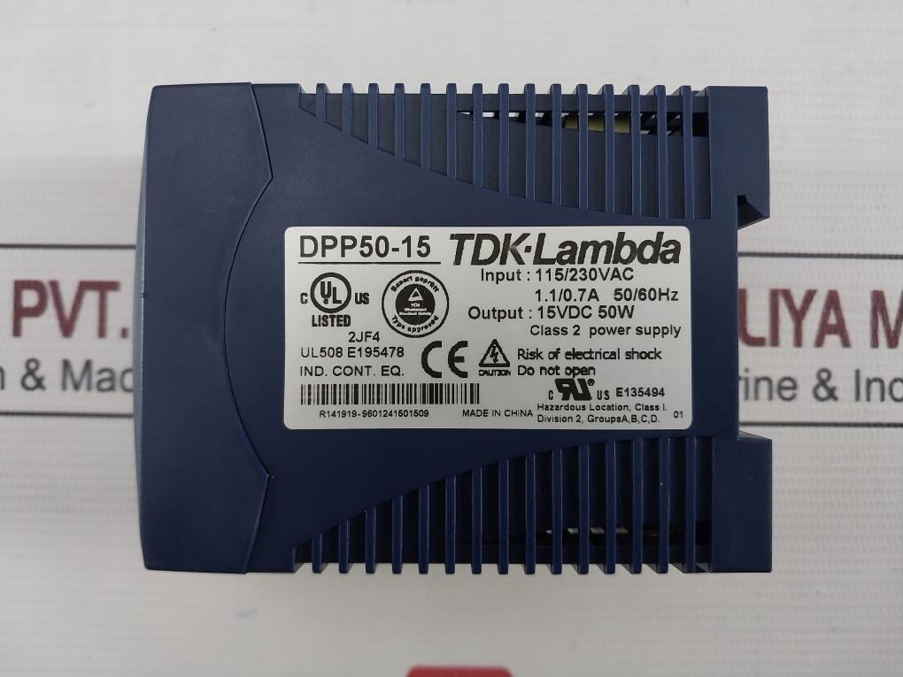 Tdk-lambda Dpp50-15 Ac/Dc Din Rail Power Supply 115/230Vac 1.1/0.7A 50/60Hz 50W