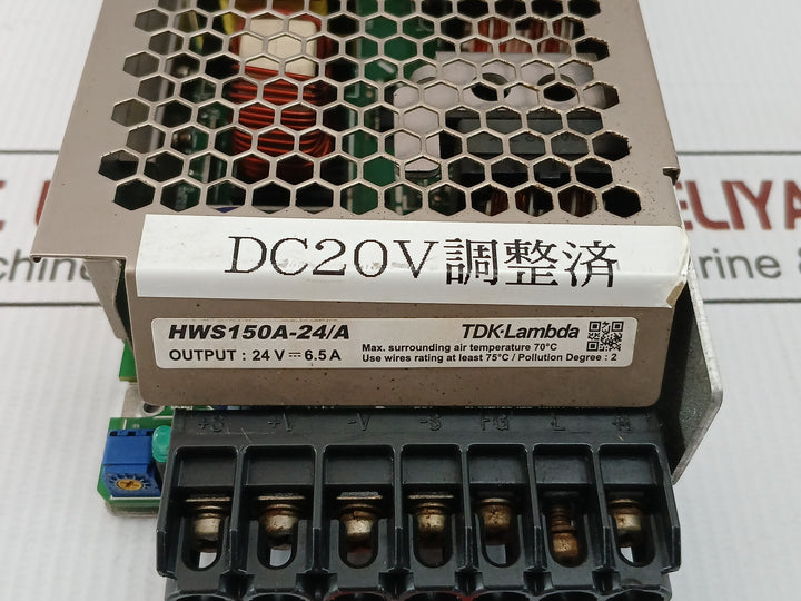 Tdk-lambda Enclosed Power Supply Input-100-240Vac/2.0A/50-60Hz Part No Hws150A-24/A