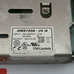 Tdk-lambda Enclosed Power Supply Input-100-240Vac/2.0A/50-60Hz Part No Hws150A-24/A