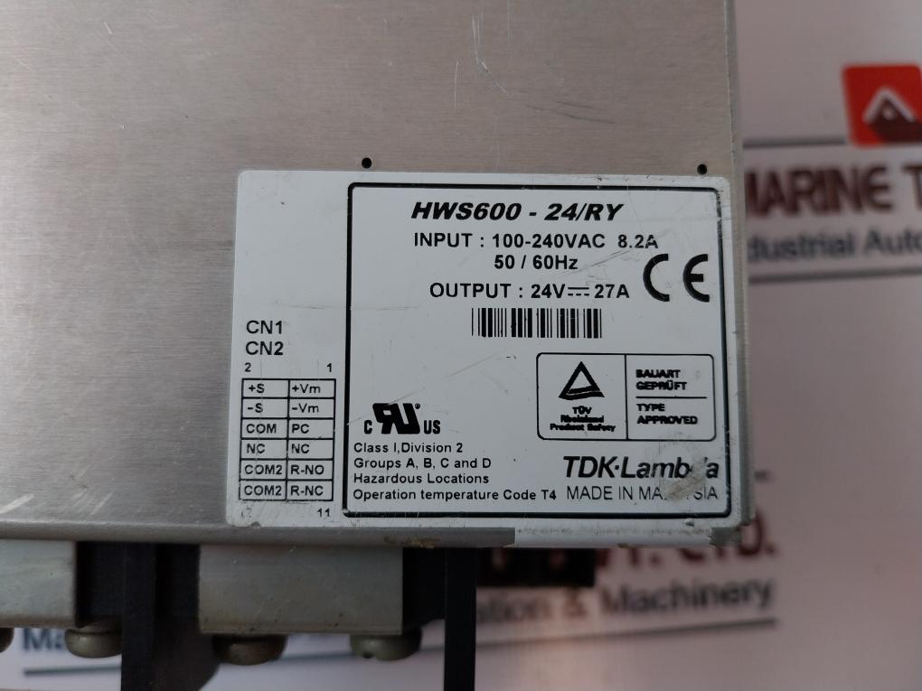 Tdk-lambda Hws600-24/Ry Switching Power Supply 100-240Vac 8.2A 50/60Hz