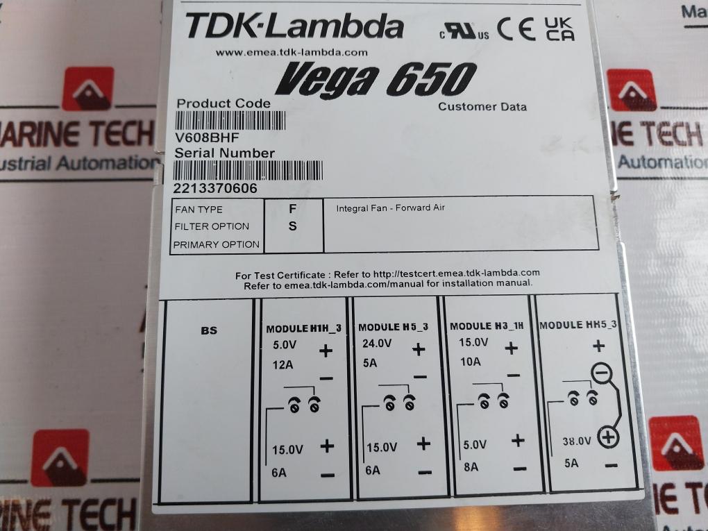 Tdk-lambda Vega 650 Power Supply 17199