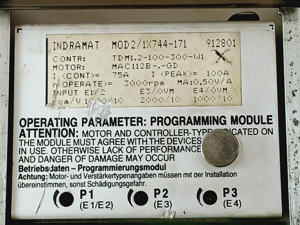 Indramat Tdm 1.2-100-300-w1 A.C. Servo Controller 300 Vdc