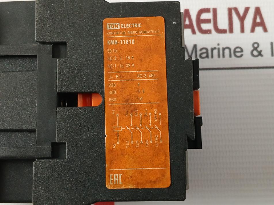 Tdm Electric Kmh-11810 Contactor Ac-3 Ie 18A 50 Hz Uc 230B-/230V-