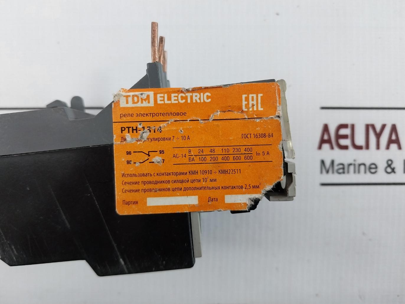 Tdm Electric Pth-1314 Electrothermal Relay 7-10A, Ac-14 5A