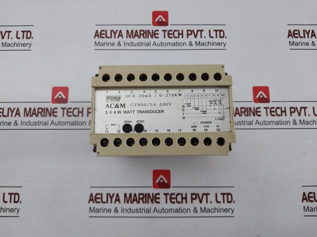 Tdw-cybaca Watt Transducer Ac&M Input: 3 § 4W 440V Ct 800/5A