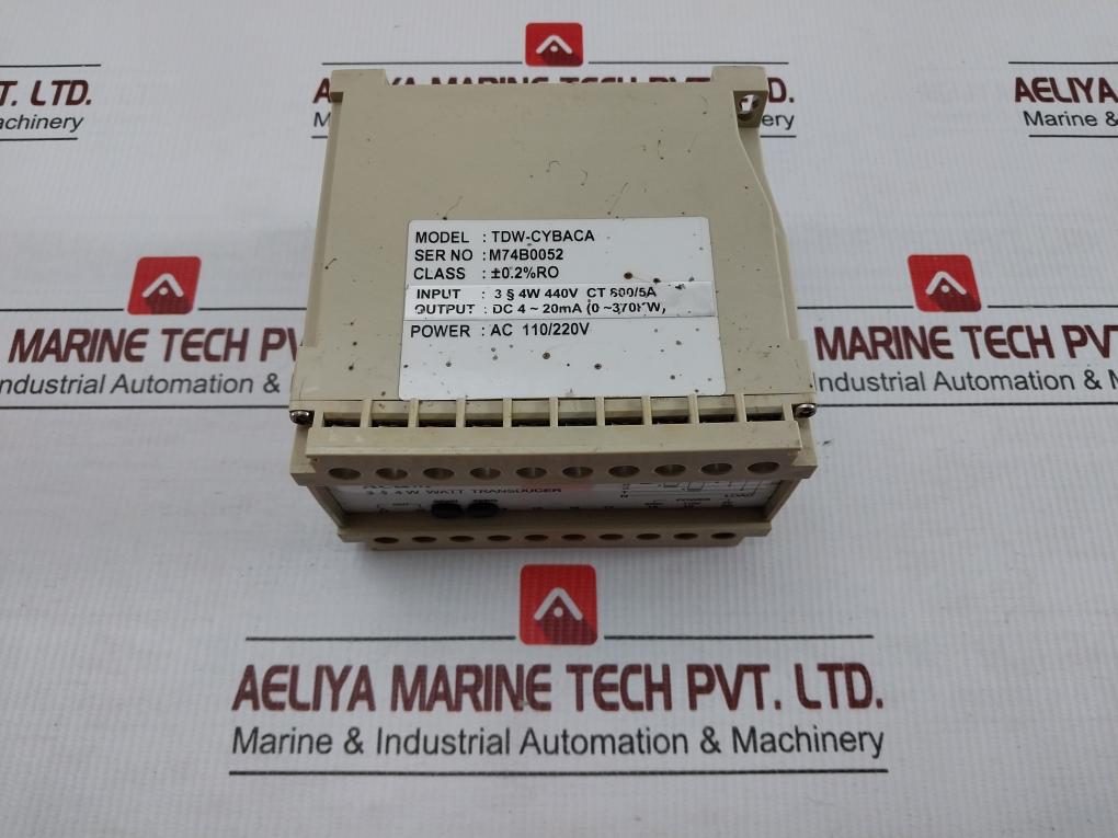 Tdw-cybaca Watt Transducer Ac&M Input: 3 § 4W 440V Ct 800/5A
