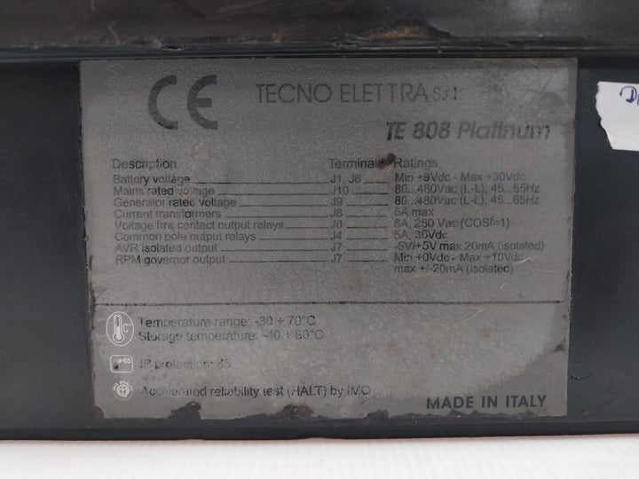 Te 808 Platinum Tecno Elettra 6A, 250 Vac Generator Controller