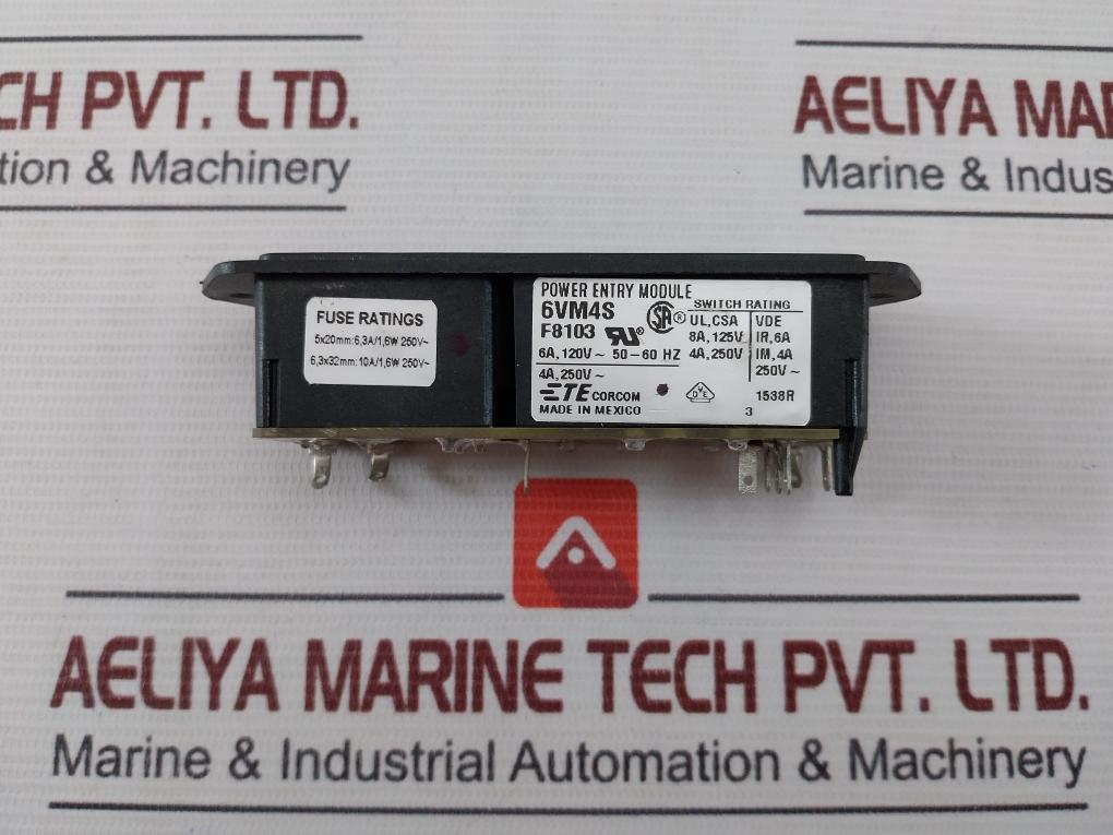 Te Corcom 6Vm4S Power Entry Module 6A 120V 50-60Hz
