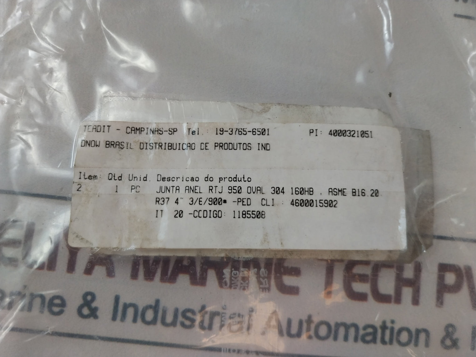 Teadit Asme B16.20 Gasket Ring Anel 950 Oval Aisi-304 R-37