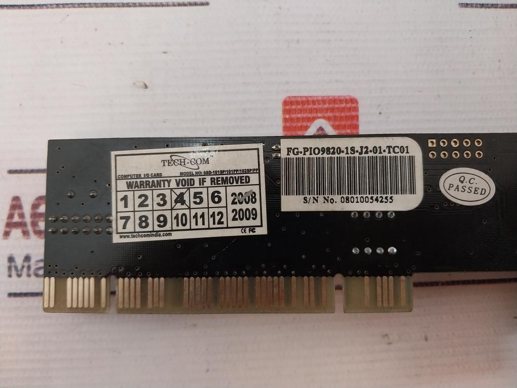 Tech-com Ssd-101Sp/101Pp/102Sp/Pp Computer I/O Card