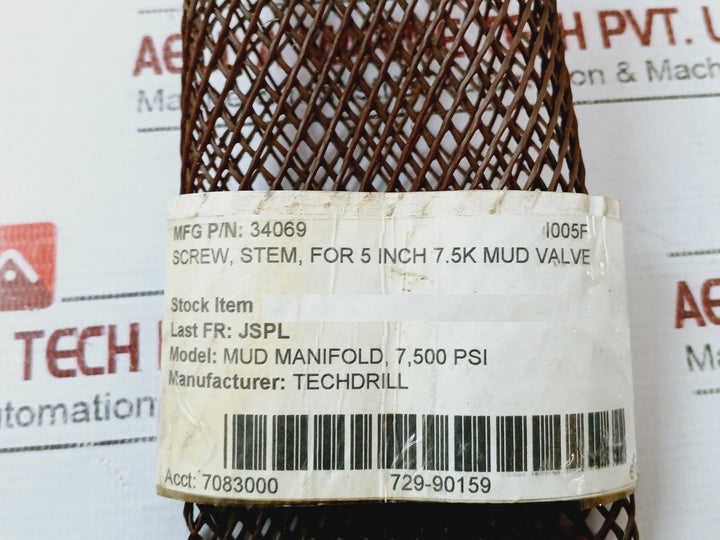 Techdrill 34069 Screw Stem For 5 Inch 7.5K Mud Valve I005F