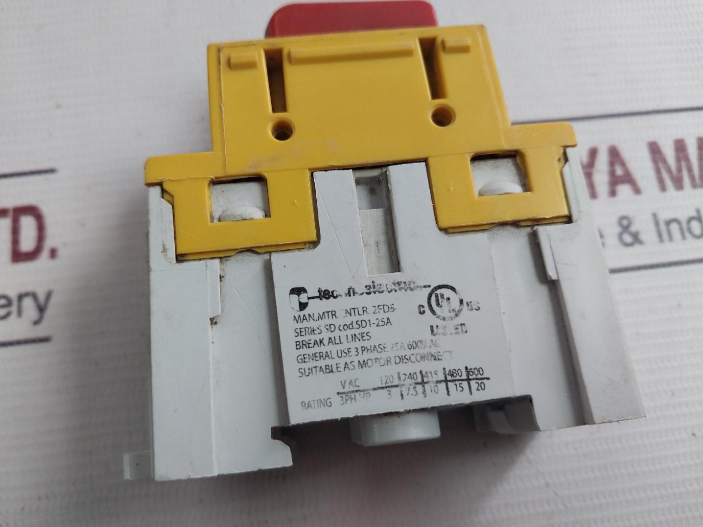 Technoelectric Sd1-025-rr Non-fused Disconnect Load Switch 3 Phase 25A 600Vac