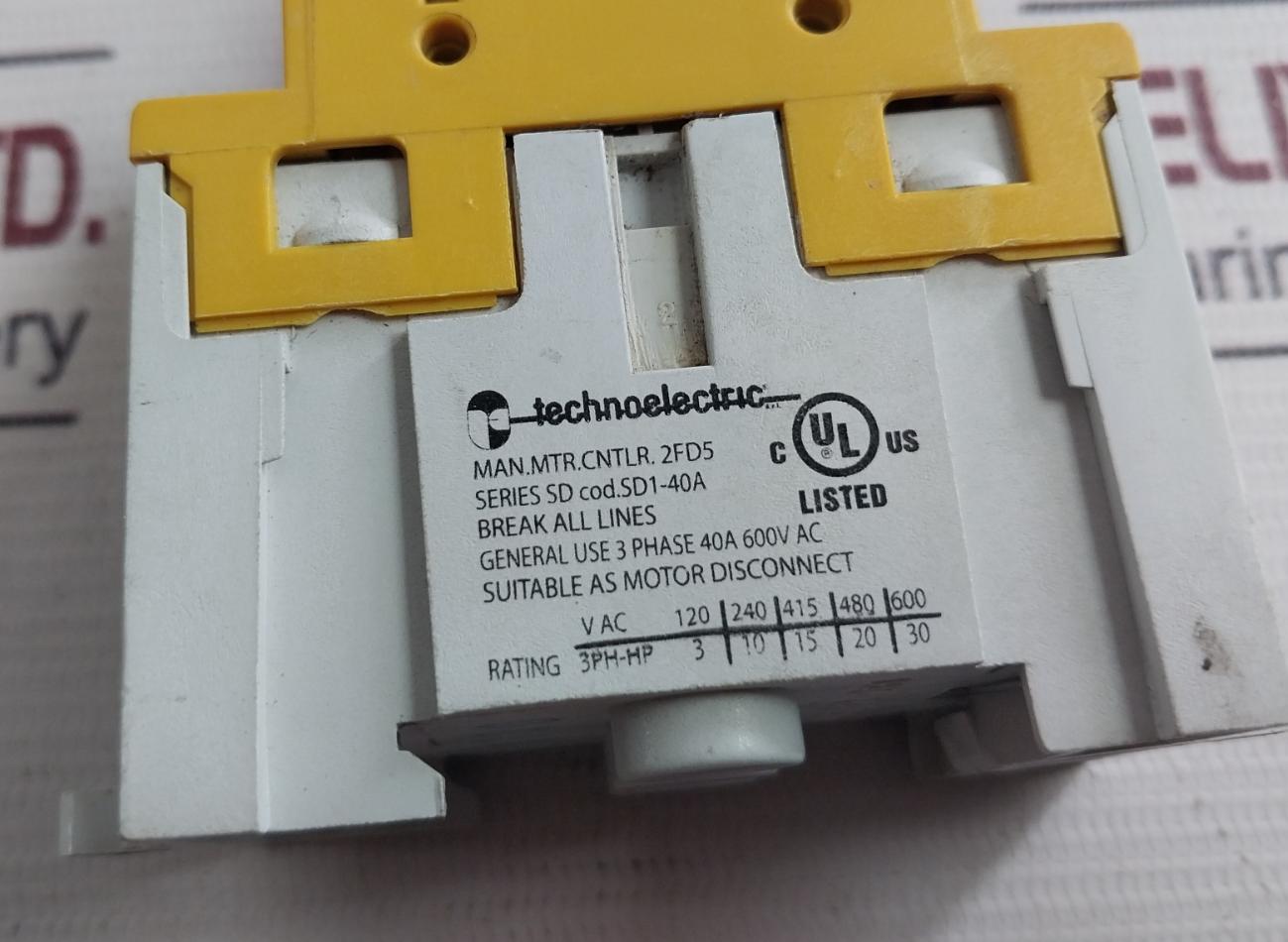 Technoelectric Sd1-040-rr 3 Phase Disconnect Switch 40A 600V Ac