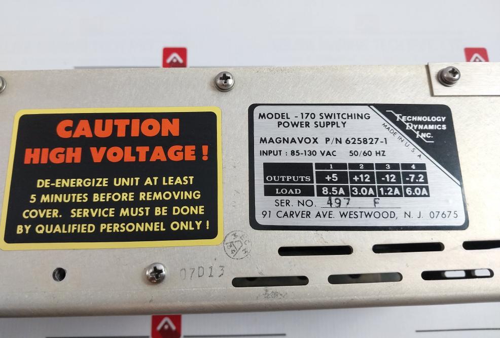 Technology Dynamics 170 Ac-dc Switching Power Supply 625827-1 85-130Vac 50/60Hz