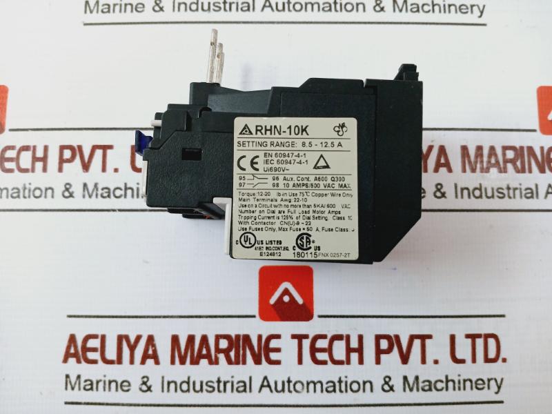 Teco Rhn-10k Thermal Overload Relay 10 Amps/600 Vac Max Range 8.5-12.5 Rc.a