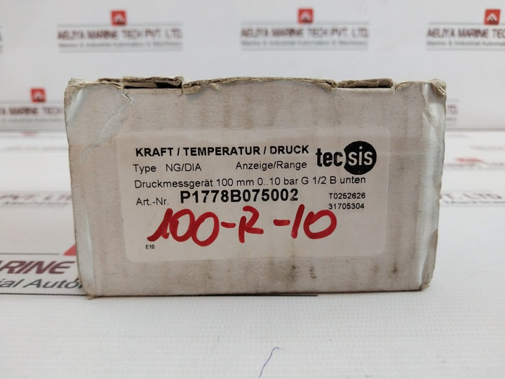 Tecsis Ng/Dia Pressure Gauge 0 To 10 Bar 100 Mm
