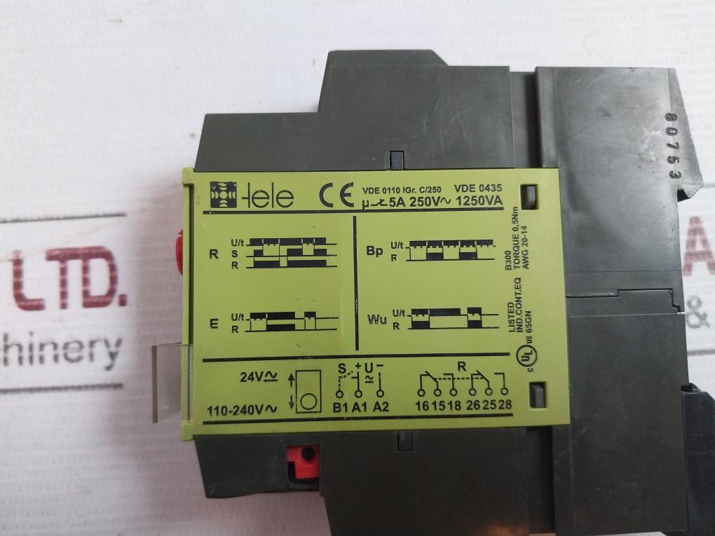 Tele D12Dq Timer Relay 5A 250V 1250Va 110-240V 24V 05-1 0,5Nm Igr. C/250