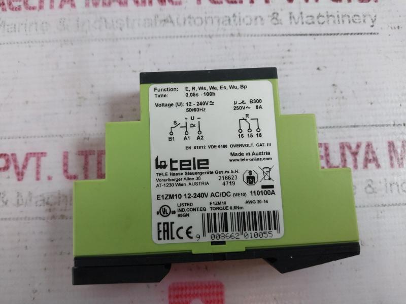 Tele E1Zm10 Multi Function Timer Relay 12-240V Ac/Dc 50/60Hz 0.05S - 100H