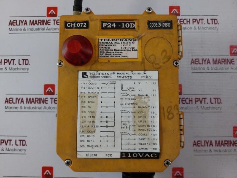Telecrane F24-10D Crane Wireless Remote Control 110Vac