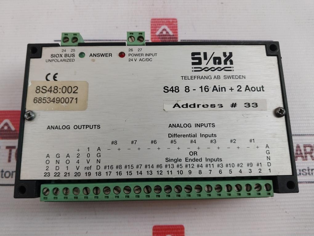 Telefrang S48 8-16 Ain+2 Aout Analog Input Output Module 24V