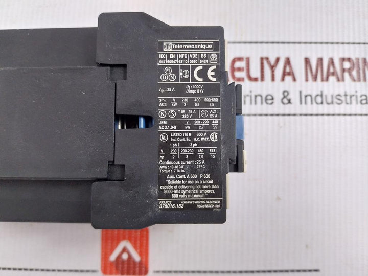 Telemecanique-3-pole-Contactor-600-Vac-25A-Lc1-d12-10-209387-5
