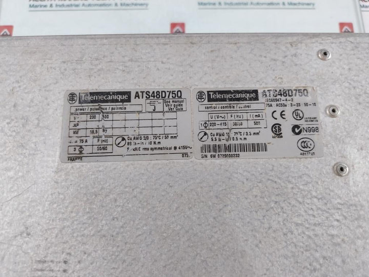 Telemecanique Ats48D75Q Soft Starter 230-415V 50/60Hz 75A, 5.5 Lb-in/0.5 N.M