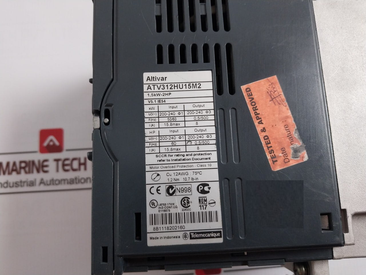 Telemecanique Atv312Hu15M2 Variable Speed Drive V5.1 Ie54 200-240V- 1,2Nm 10,7 Lb-in