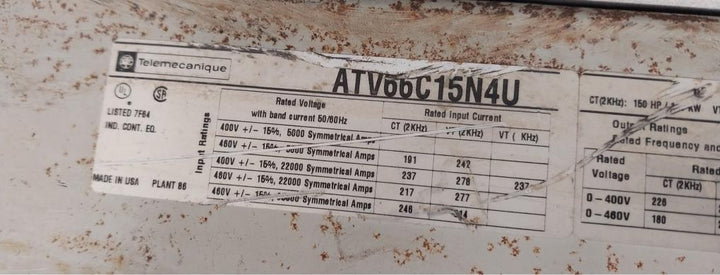 Telemecanique Atv66C15N4U Variable Speed Drive Fwh-500A