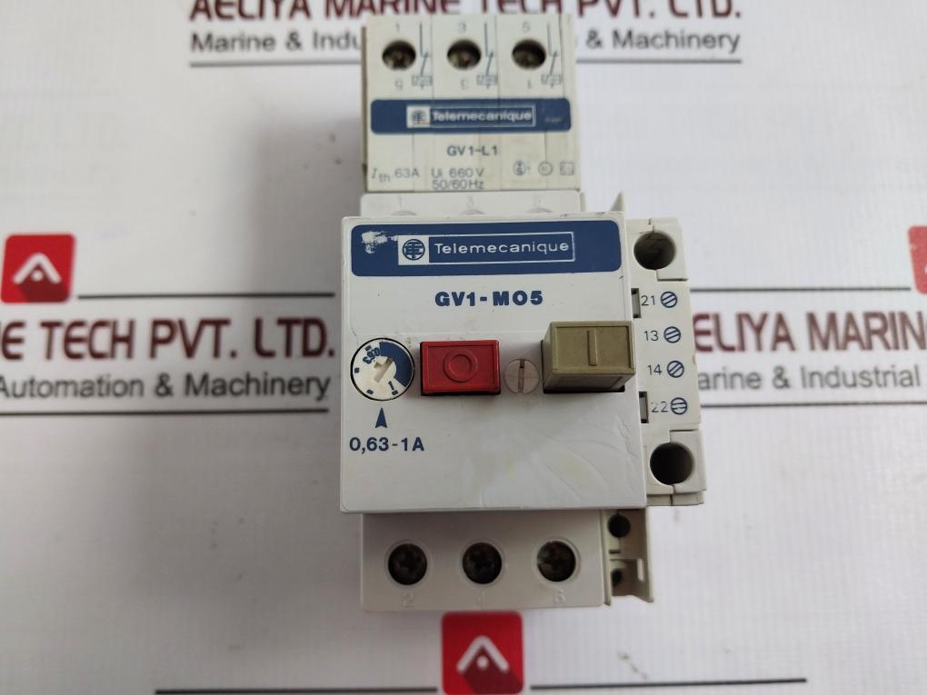 Telemecanique Gv1-m05 Motor Protector 660V 0,63-1A 300V 63A 50/60Hz 10A
