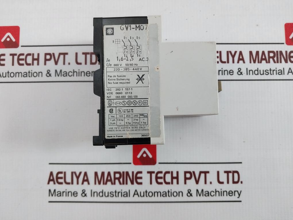 Telemecanique Gv1-m07 Motor Protector 600V 50/60Hz 220-380-440V 1,6-2,5A