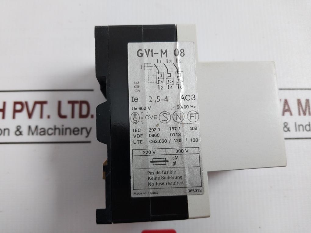 Telemecanique Gv1-m08 Motor Protector 660V 50/60Hz Vde 0660 0113