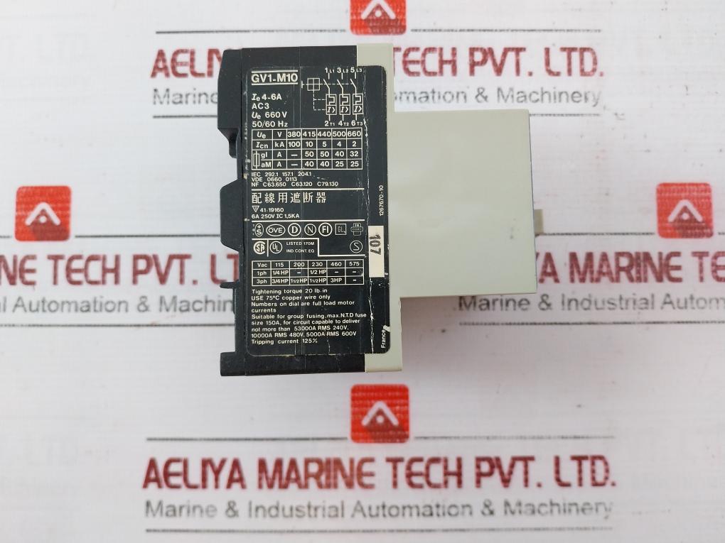 Telemecanique Gv1-m10 Motor Protector 660V 6A 250V Ic 5Ka 600V
