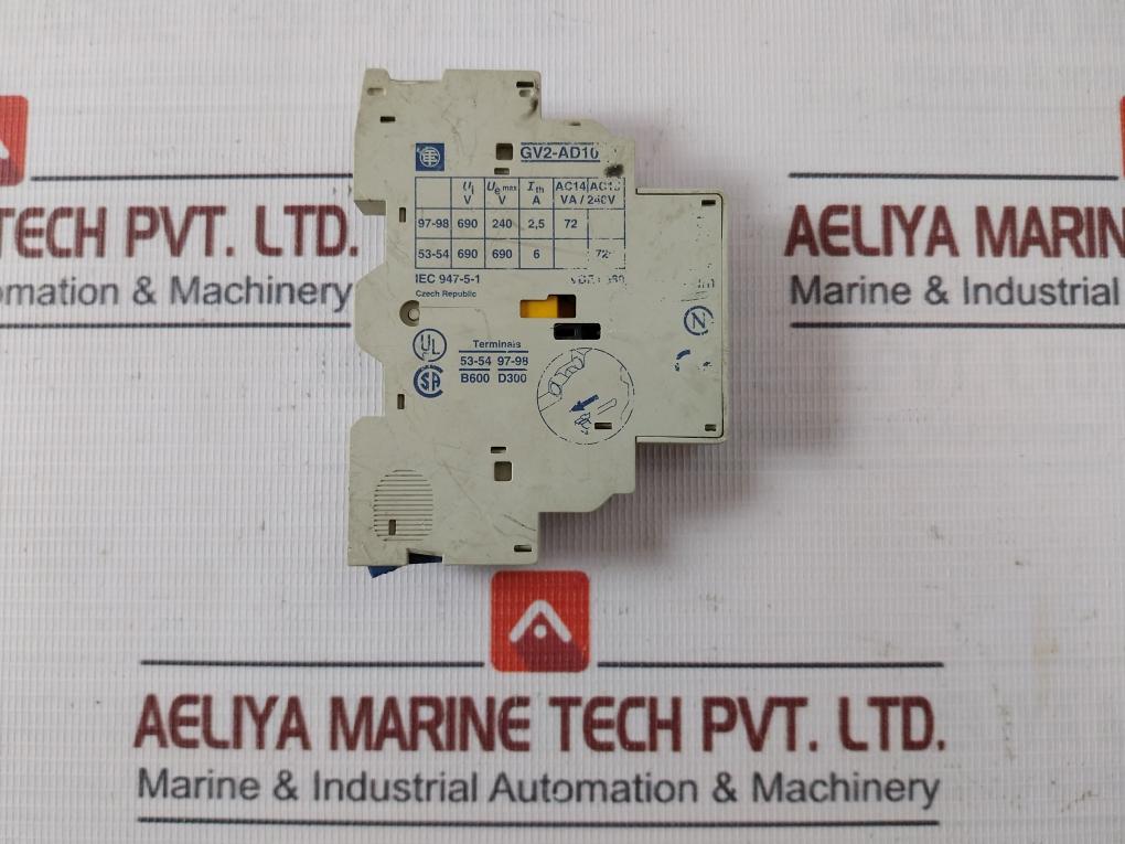 Telemecanique Gv2-ad10 Auxiliary Contact Iec 947-5-1 Vde 0660 B600 D300