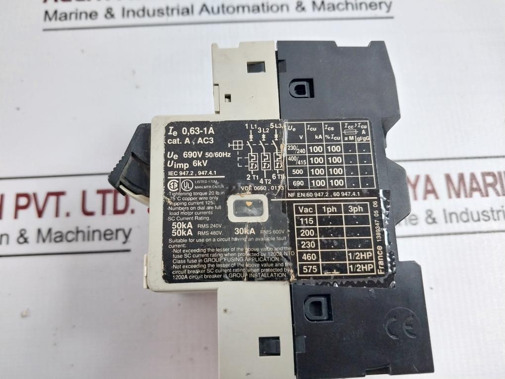 Telemecanique Gv2-m04 Motor Protection Circuit Breaker 0.25–0.63 A 690V 6A