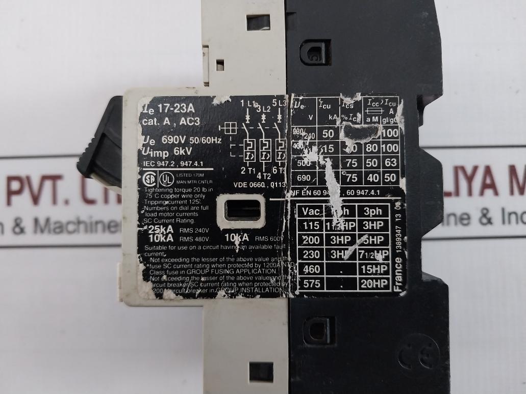 Telemecanique Gv2-m21 Motor Circuit Breaker 690V 50/60Hz