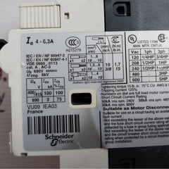 Telemecanique Gv2-rt10 Motor Circuit Breaker 50/60Hz 138A