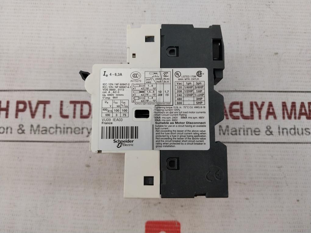 Telemecanique Gv2-rt10 Motor Circuit Breaker 690V 50/60Hz 6Kv 138A 4-6,3A