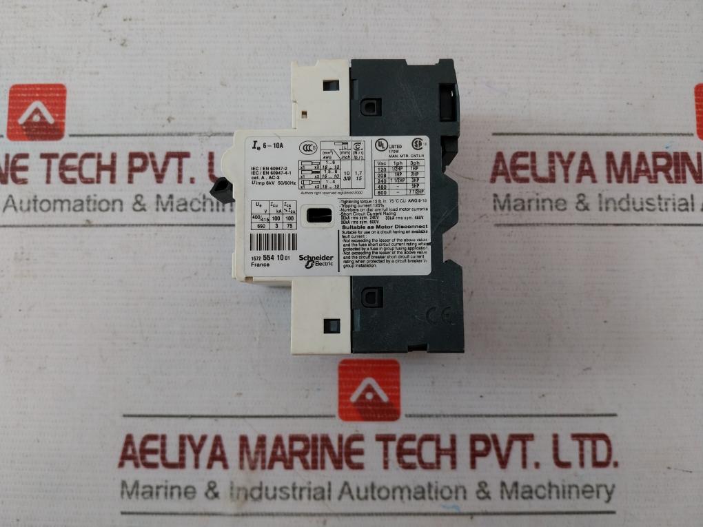 Telemecanique Gv2-rt14 Motor Circuit Breaker 6-10A 200A 6Kv 50/60Hz