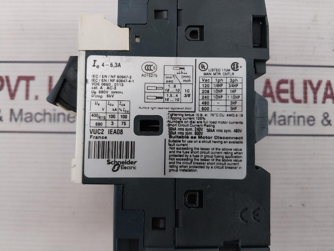 Telemecanique Gv2Me103 Motor Circuit Breaker 50/60Hz 3A