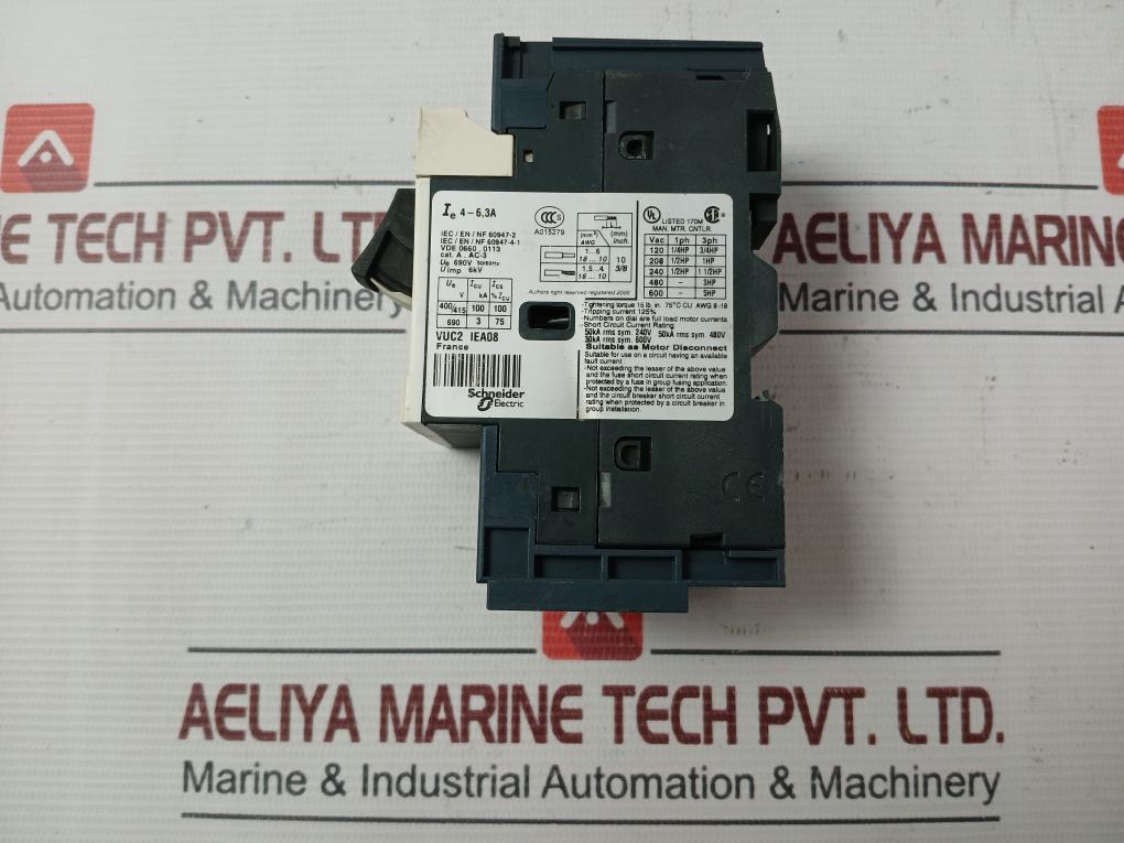Telemecanique Gv2Me103 Motor Circuit Breaker 50/60Hz 4-6.3A 6Kv
