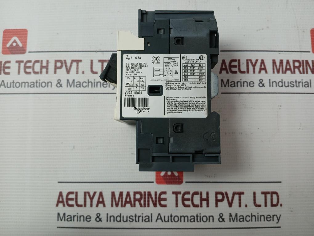 Telemecanique Gv2Me103 Motor Circuit Breaker 50/60Hz Ie 4-6,3A Uimp 6Kv