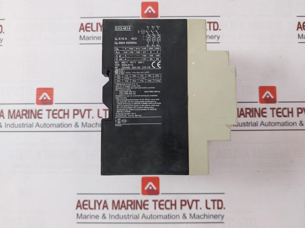 Telemecanique Gv3-m14 Motor Circuit Breaker W/ Aux. Contact Block Gv1-a01 125%