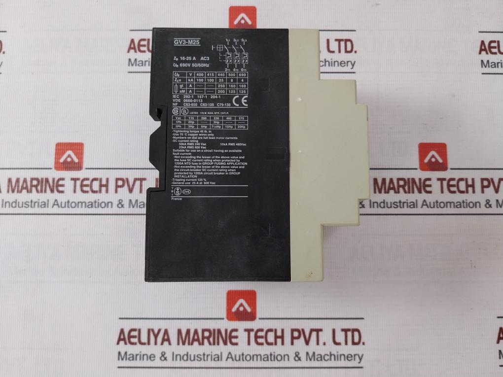 Telemecanique Gv3-m25 Motor Circuit Breaker W/ Auxiliary Contact Block Gv1-a01