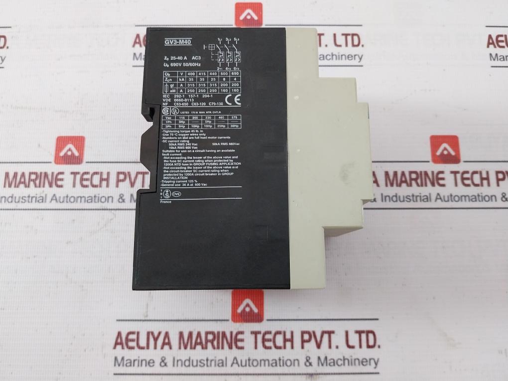 Telemecanique Gv3-m40 Motor Circuit Breaker Gv1-a01 690V 50/60Hz 6A 660V 25-40A