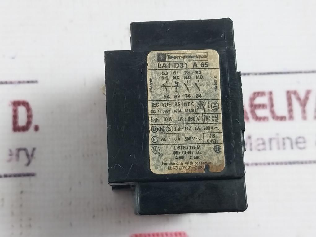 Telemecanique La1-d31 A 65 Contactor 10a 660v Ac11 6a 500v~