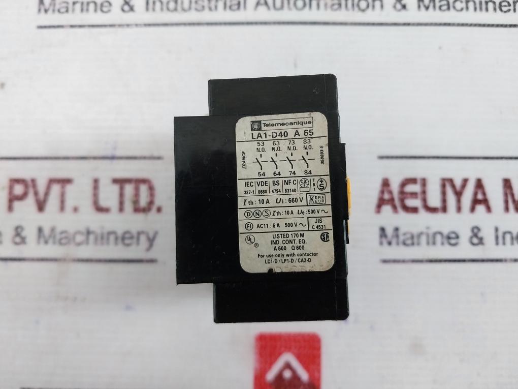 Telemecanique La1-d40 A 65 Auxiliary Contact Block 660v