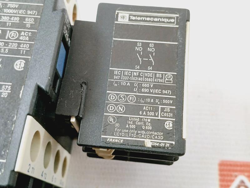 Telemecanique La1 Dn20 Auxiliary Contact Block Lr2 D1321 10A 660V 600V A.C.