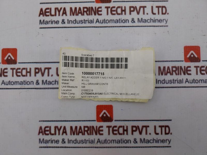 Telemecanique La1Kn11 Auxiliary Contact Block W913791950311 690V 10A A600, Q600