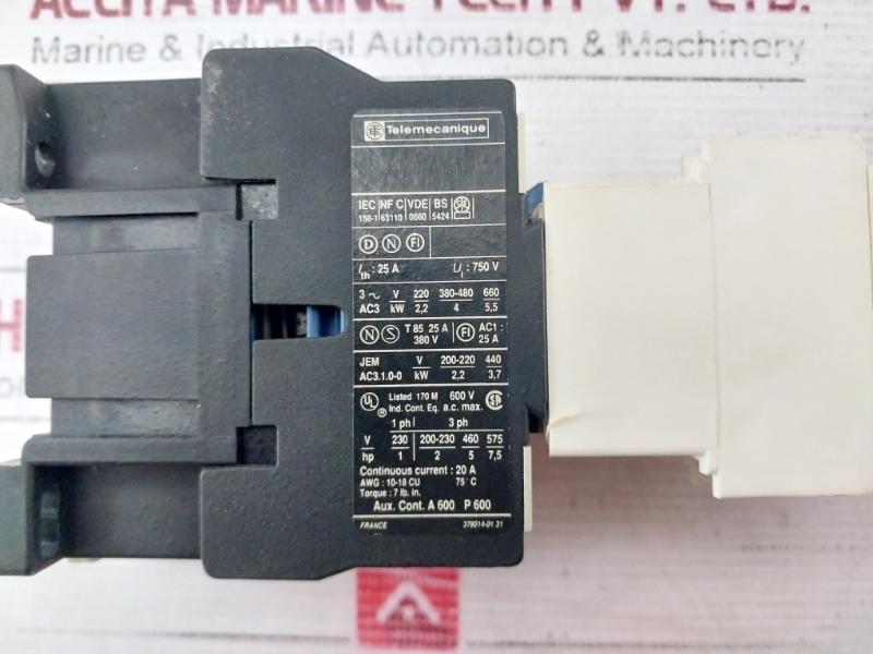 Telemecanique Ladt2 Time Delay Relay 220V 50/60 Hz A600 P600 Iec 158-1 750V
