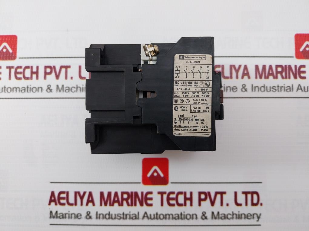 Telemecanique Lc1-d169 Contactor 220V 50-60Hz A600 P600 32A